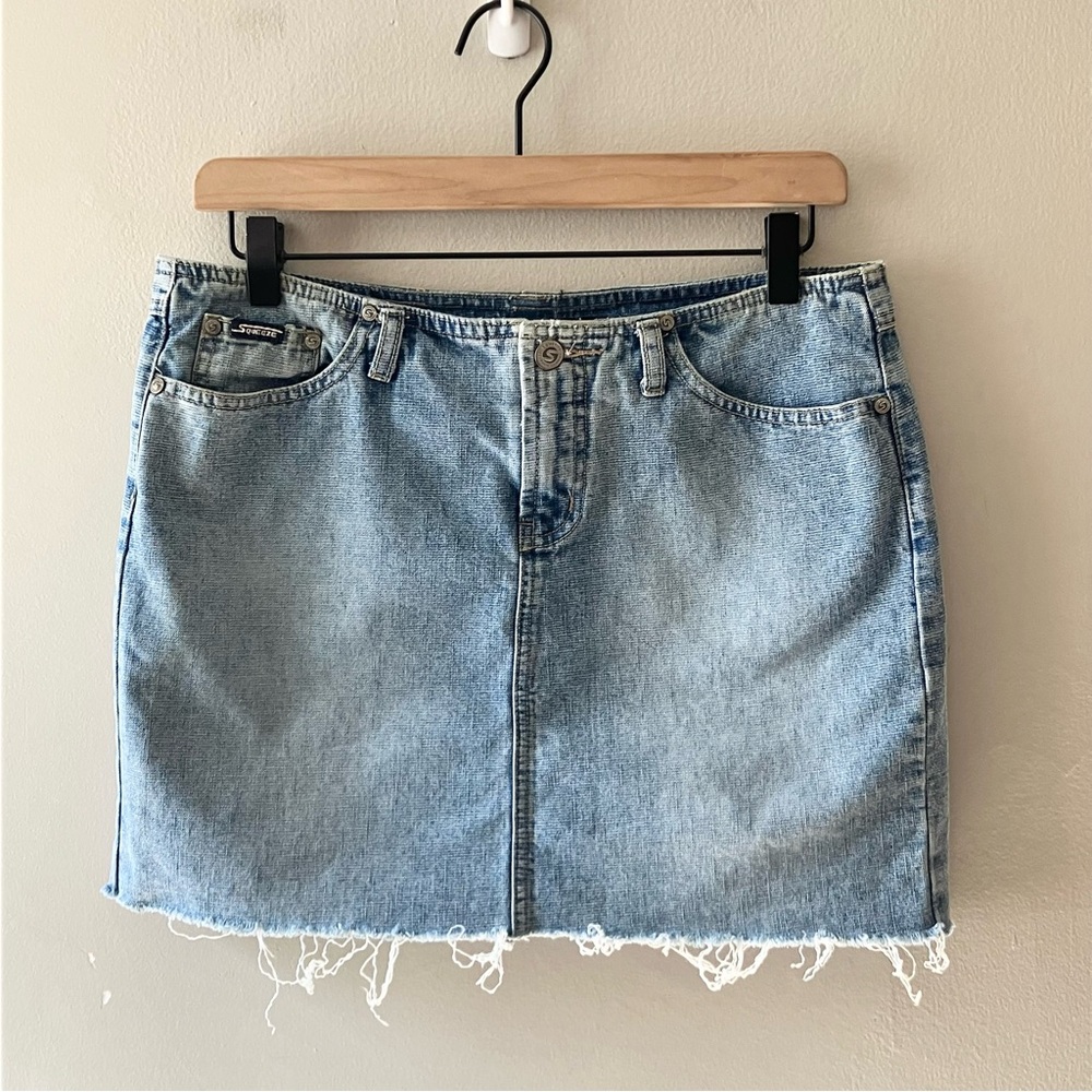 SQUEEZE By Stephen Hardy Y2K No Waistband Denim Mini Skirt